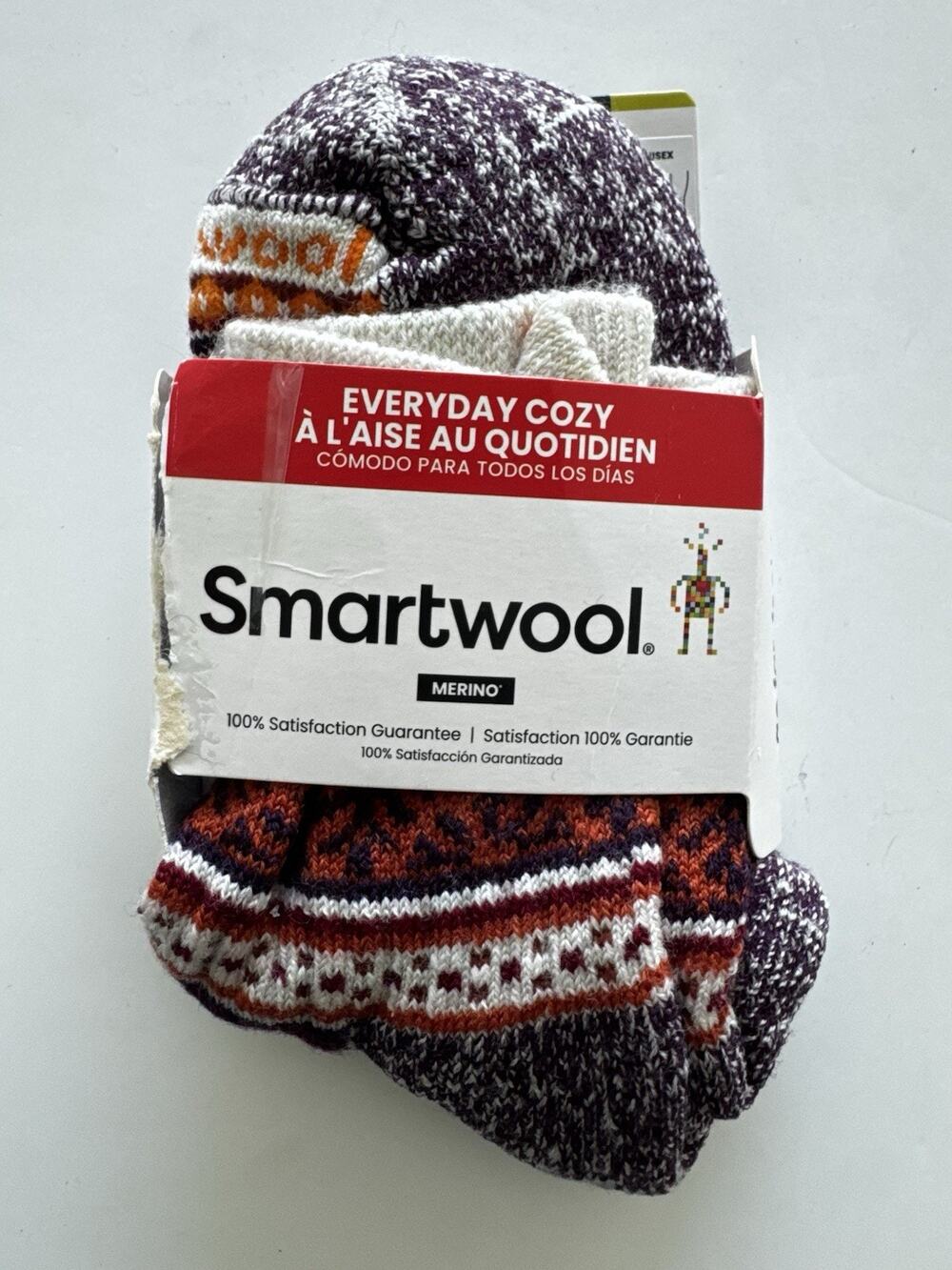 Smartwool Everyday Cozy Snowed In Crew Socks Moon Beam Merino Wool Unisex small